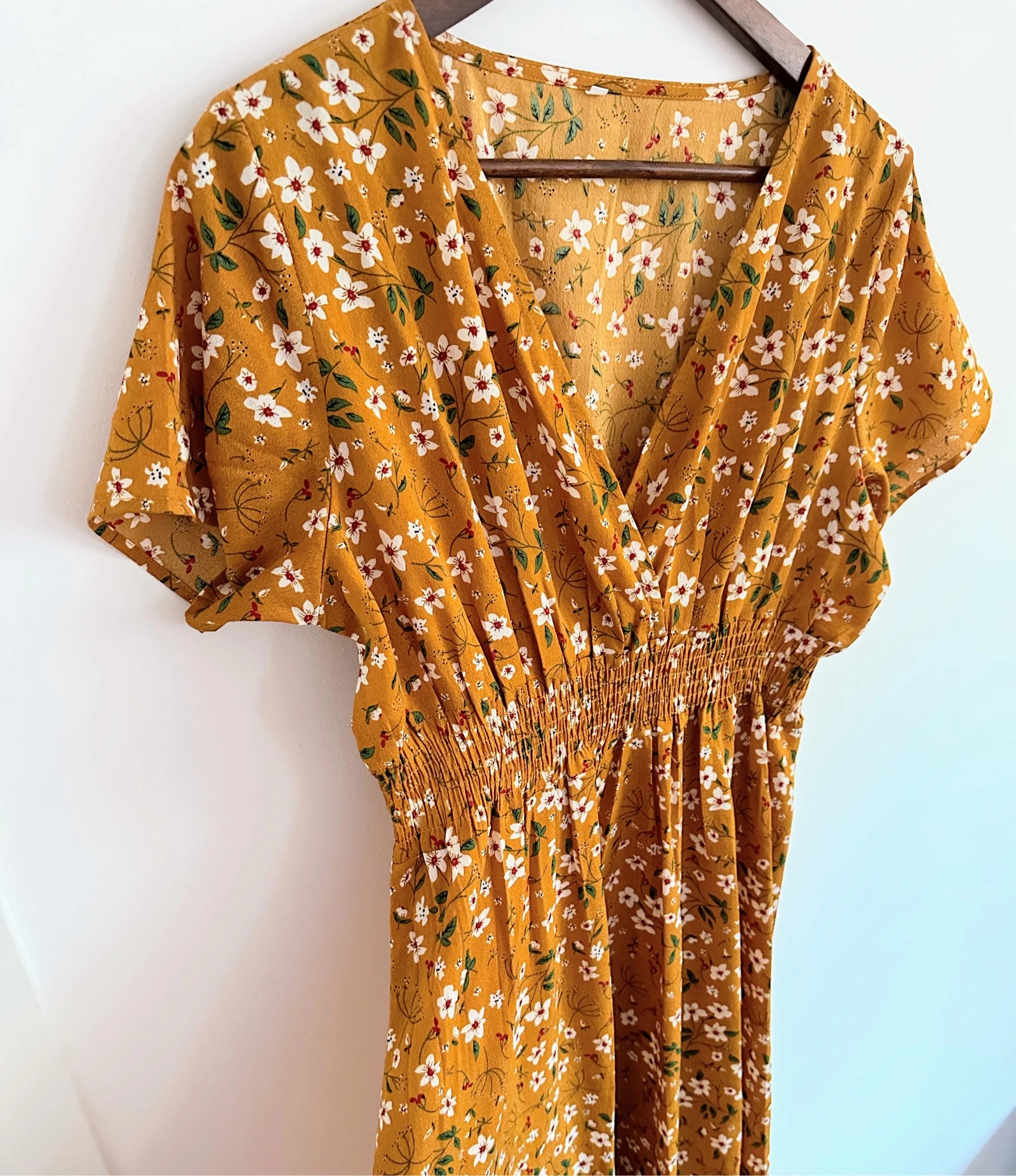 Mustard floral boho-style midi dress - Basic bohemian size XL – photo 5